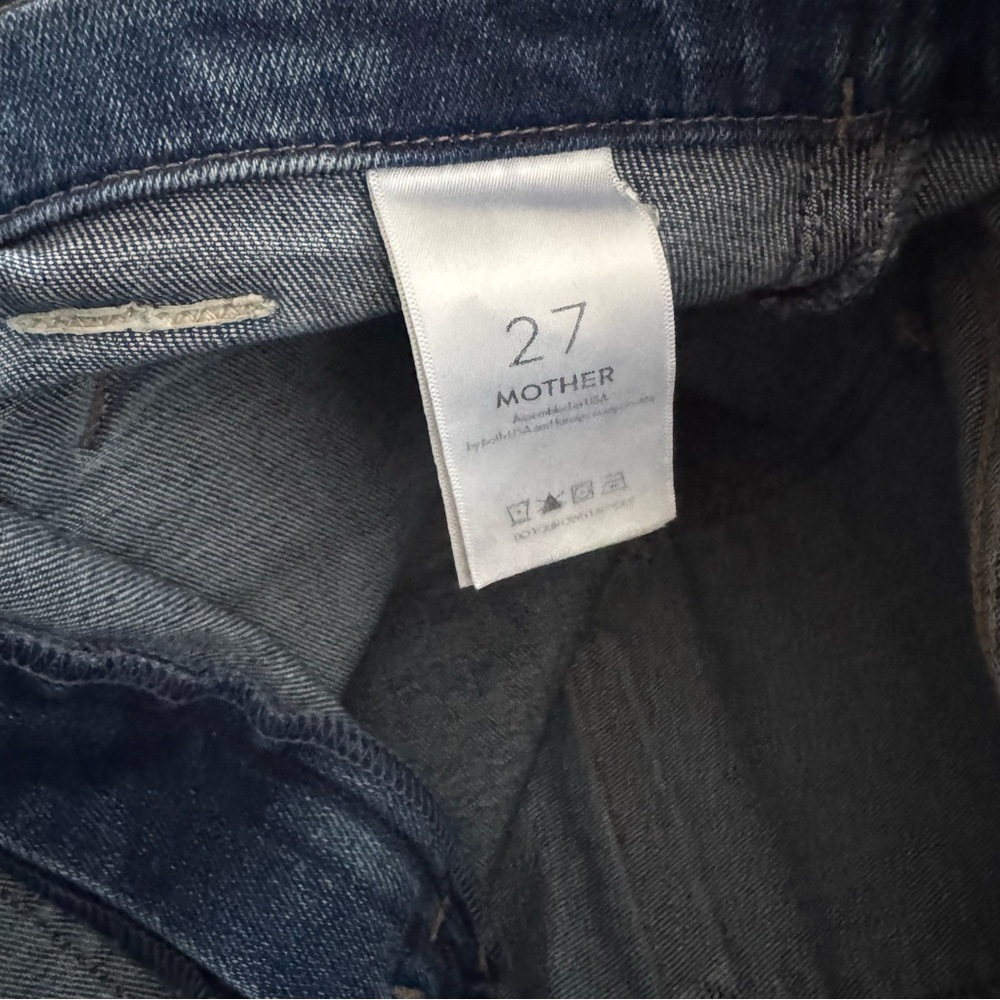 MOTHER Blue High-Waist Cropped Wide-Leg Jeans sz 27 - Picture 7 of 8